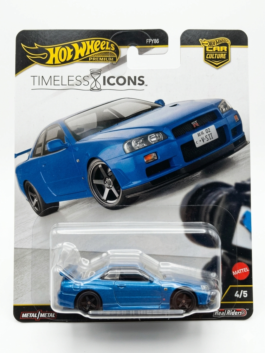 HOT WHEELS Nissan Skyline GT-R V-Spec II (BNR34) Timeless Icon 2025