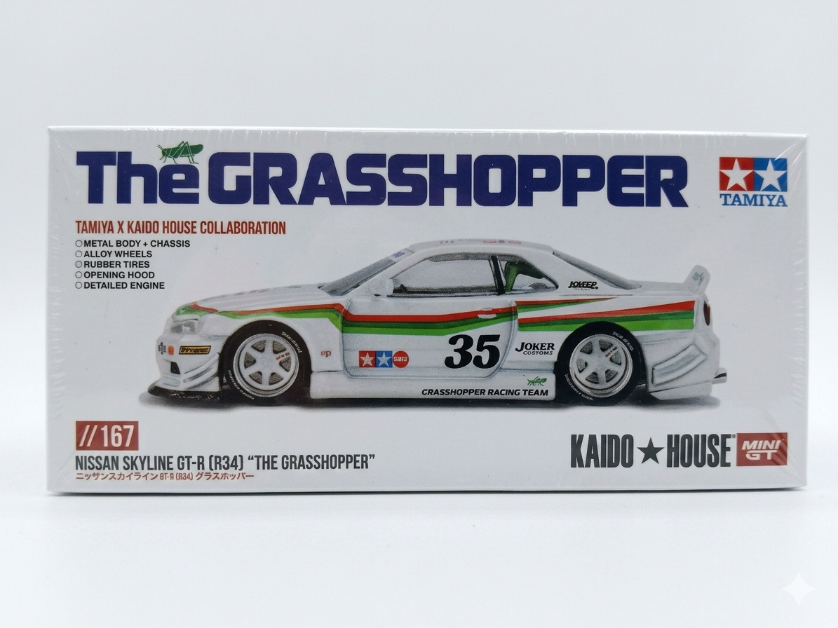 MINI GT X KAIDO HOUSE Nissan Skyline GT-R (R34) “The Grasshopper” V1